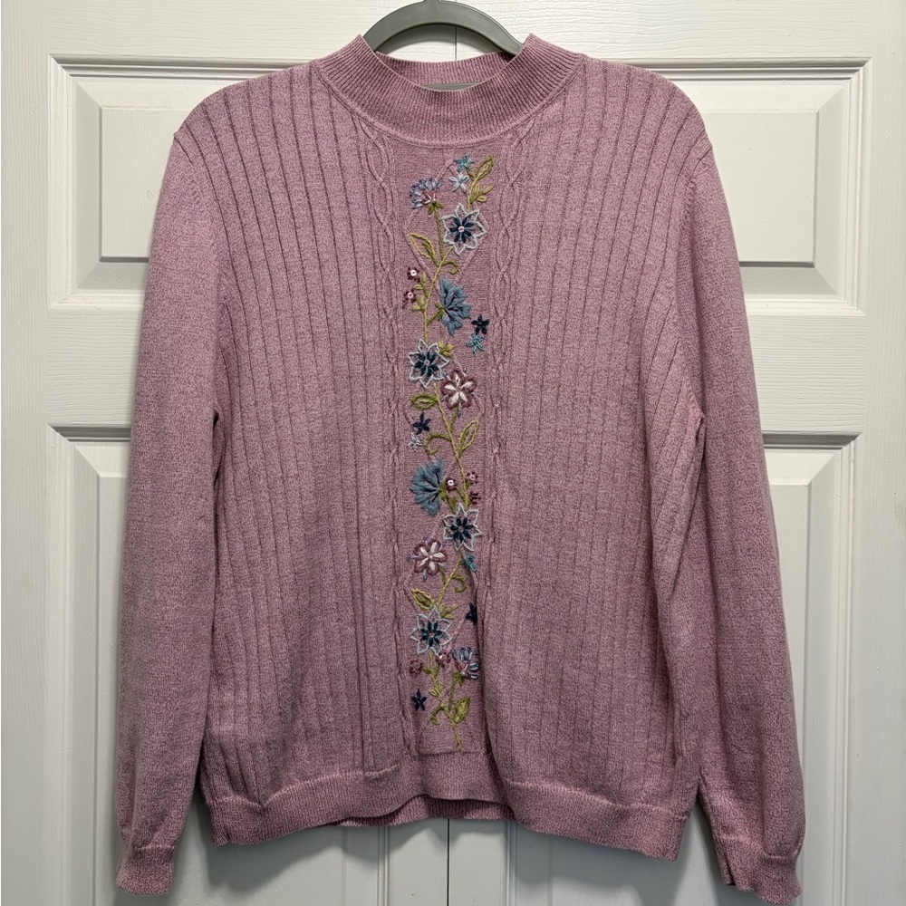 Alfred Dunner Lavender Embroidered Sweater